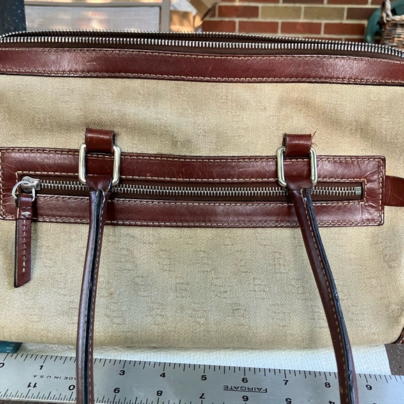 Fabric and leather Dooney and Burke handbag. - Picture 3 of 15